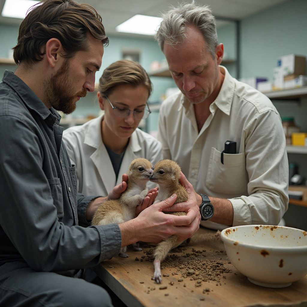 Conservation team monitoring breeding program